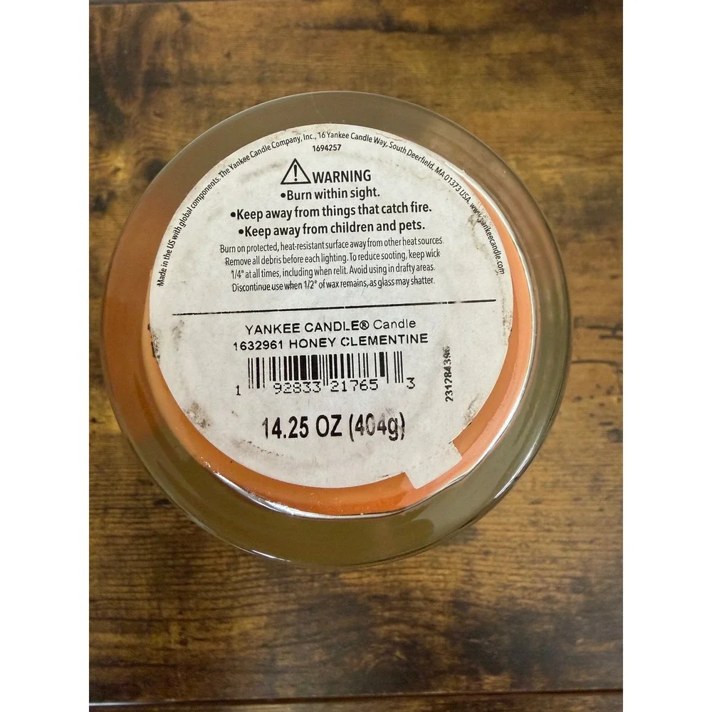 Yankee Candle Honey Clementine 14.25 oz Single Wick Tumbler Jar Orange Wax